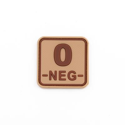 Écusson groupe sanguin 0- NEG plastique velcro DESERT