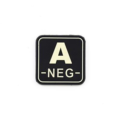Écusson groupe sanguin A- NEG plastique velcro GLOW IN THE DARK
