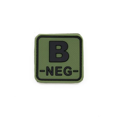 Écusson groupe sanguin B- NEG plastique velcro VERT