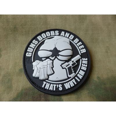 Écusson GUNS BOOBS AND BEER velcro plastique NOIR