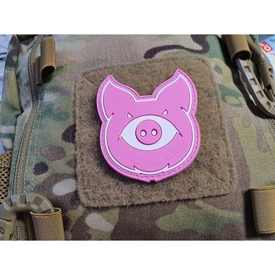 Écusson MONSTER PIG plastique velcro ROSE
