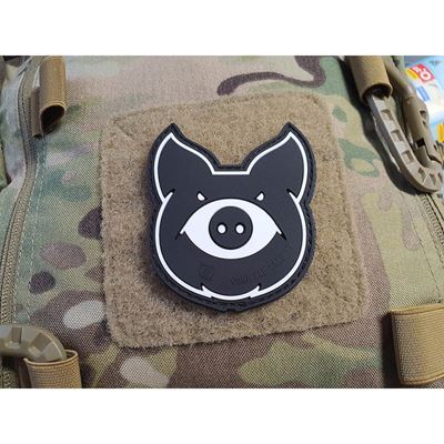 Écusson MONSTER PIG plastique velcro NOIR/BLANC