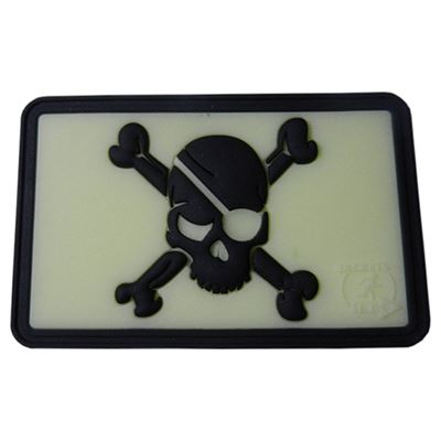 Écusson PIRATE /CRÂNE/ plastique velcro LUMINEUX glow in the dark