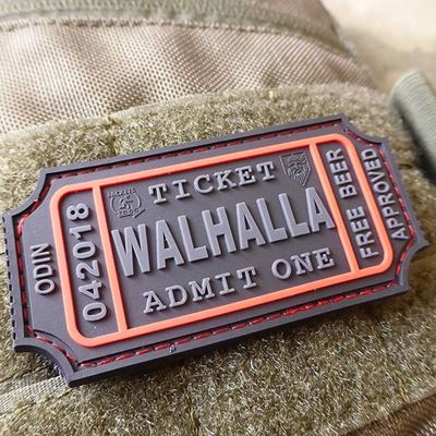 Écusson WALHALLA TICKET BEER velcro plastique NOIR/ROUGE