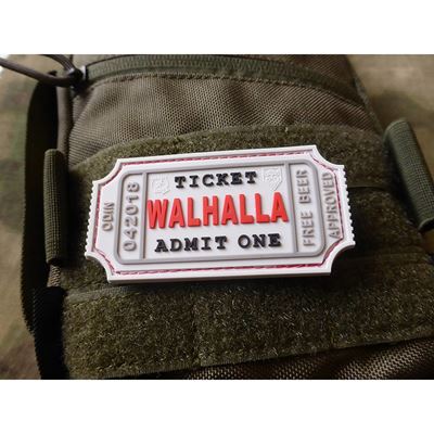 Écusson WALHALLA TICKET BEER velcro plastique BLANC
