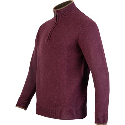 Pull ASHCOMBE avec fermeture éclair en laine d'agneau PLUM