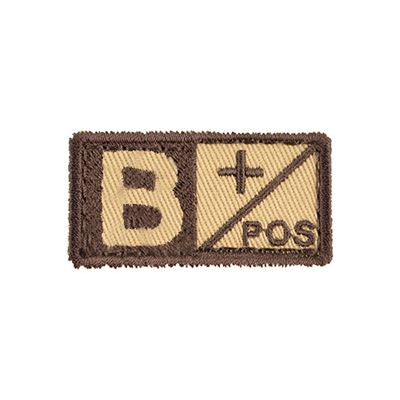 Écusson groupe sanguin B POS VELCRO SABLE