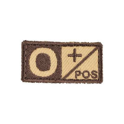 Écusson groupe sanguin 0 POS VELCRO SABLE