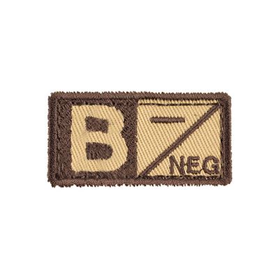 Écusson groupe sanguin B NEG VELCRO SABLE