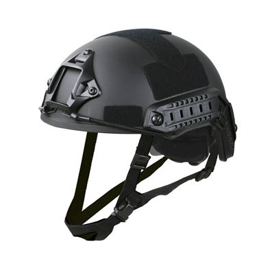 Casque FAST de parachutiste en plastique complet avec velcro NOIR