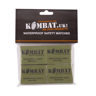 Allumettes KOMBAT résistantes à l'eau, lot de 4 boîtes