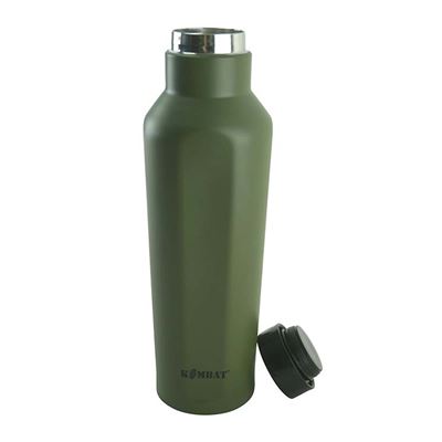 Bouteille hexagonale MILITARY isolée INOX 500 ml VERTE