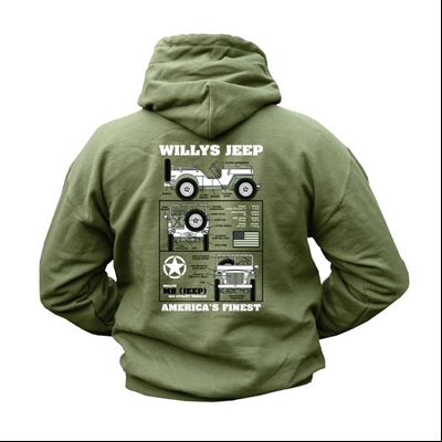 Sweat à capuche WILLYS JEEP VERT KOMBAT KO-947 2