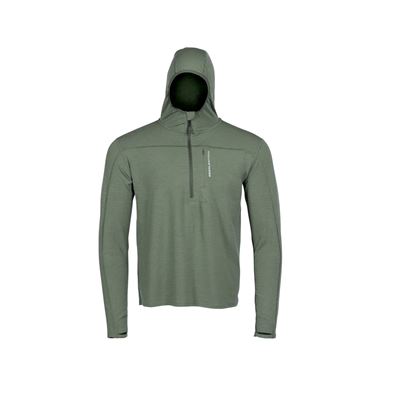 Sweat-shirt fonctionnel avec fermeture éclair LOCHSA MERINO LODEN VERT
