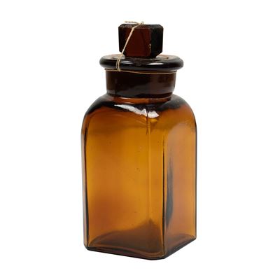 Bouteille en verre carrée à col large taillé 100 ml MARRON