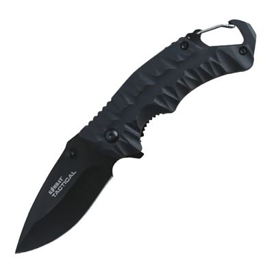 Couteau pliant ELITE GATOR avec mousqueton NOIR