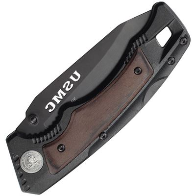 Couteau pliant 3011 à lame lisse NOIR USMC M-3011BK 2