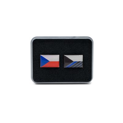 Ensemble de badges DRAPEAU DE LA RÉPUBLIQUE TCHÈQUE et DRAPEAU DE LA RÉPUBLIQUE TCHÈQUE avec une bande bleue