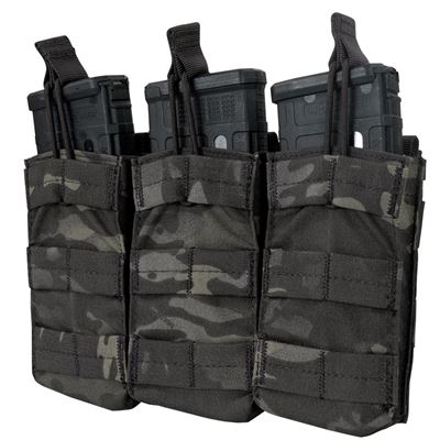 Sacoche MOLLE triple pour chargeur. 3xM4 ouvert. MULTICAM® BLACK