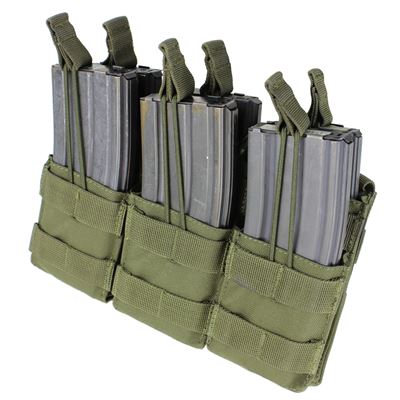 Sacoche MOLLE triple pour munitions. 6xM16 ouverte VERTE
