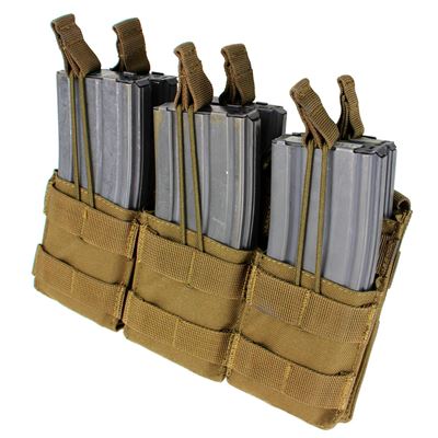 Sacoche MOLLE triple pour chargeur 6xM16 ouverte COYOTE