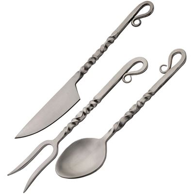 Couverts historiques TWISTED mats avec étui en cuir