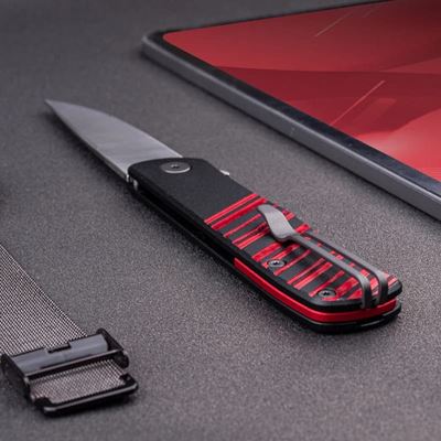 Couteau pliant KARLY lame lisse NOIR/ROUGE REAL STEEL RS6052 2