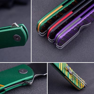 Couteau pliant KARLY lame lisse VERT/OR REAL STEEL RS6051 2