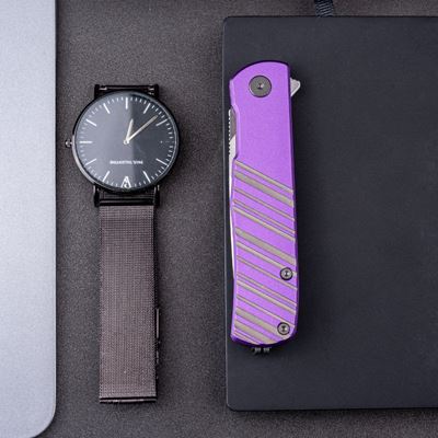 Couteau pliant KARLY lame lisse VIOLET/GRIS REAL STEEL RS6053 4