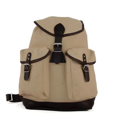Sac à dos TRUCKSACK 14 l avec éléments en cuir KHAKI/MARRON FONCÉ cuir