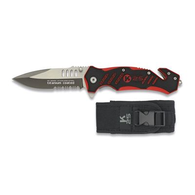 Couteau pliant K25 Tactical sauveteur NOIR/ROUGE