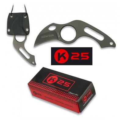 Couteau K25 31849 avec chaîne pour le cou NOIR