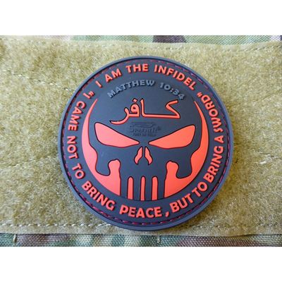 Écusson INFIDEL PUNISHER plastique NOIR/ROUGE