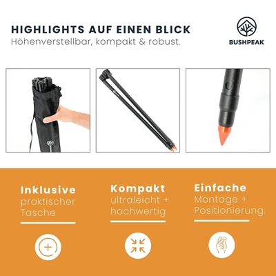 Trépied pliable ALU NOIR avec housse BUSHPEAK SW10115 3