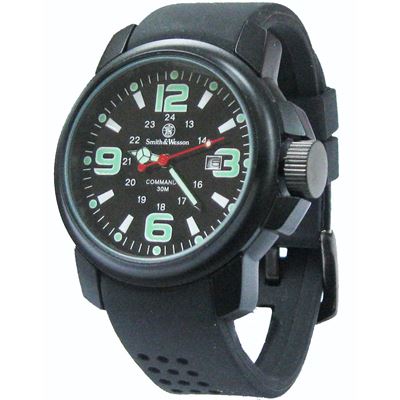 Montre COMMANDO 30M avec bracelet en caoutchouc NOIR