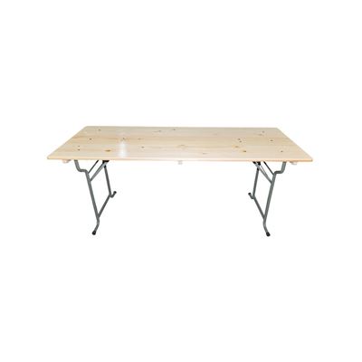 Table BRITANNIQUE en bois MASSIF plateau 190x73cm pieds métalliques pliables