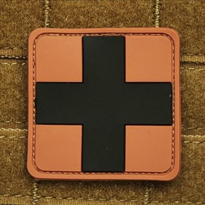 Écusson CROIX MÉDICALE plastique MARRON/NOIR